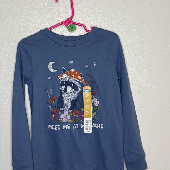 Navy Blue Long Sleeve Tee with Sleepy Raccoon Design - Picture 1 of 1